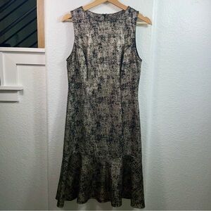 Veronica M Black and Gold Textured Dropped Waist Dress